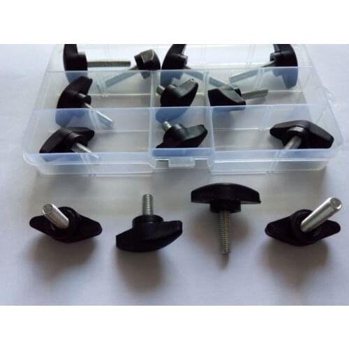 14pcs 10mm-31mm Length M6 Plastic Head Hand Twist Screws Hand Tighten Screw Bolt