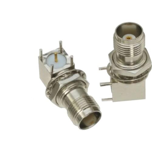 1pce Connector TNC female jack bulkhead solder PCB mount right angle 8.1mm