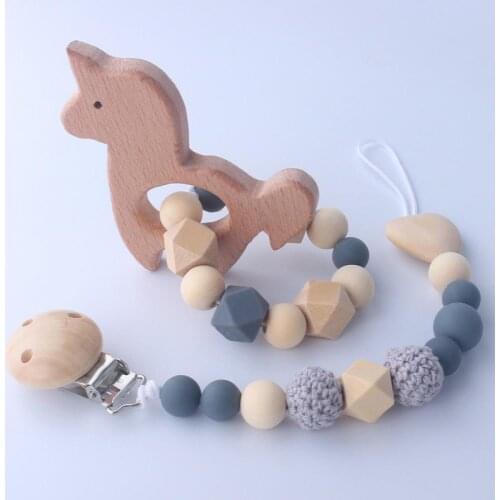 2Pcs/Set Baby Silicone Nipple Chain Delicacy Hand Made Rattles Pacifier Holder Toys Baby Beech Toy Teether Gifts Wholesale