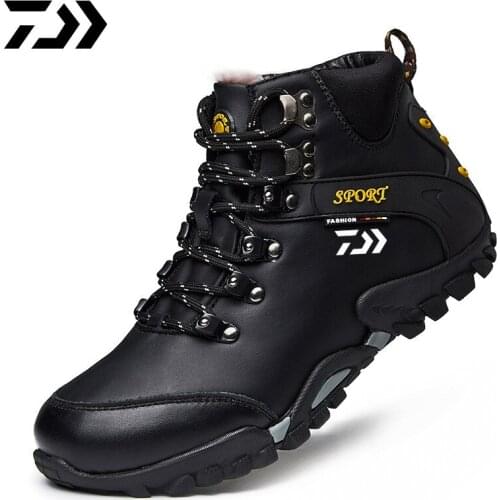 2021 DAIWA Fishing Waterproof Shoes Mens Outdoor Winter Sports Round Head Frosted Breathable Warm Wear-resistant Martin Boots