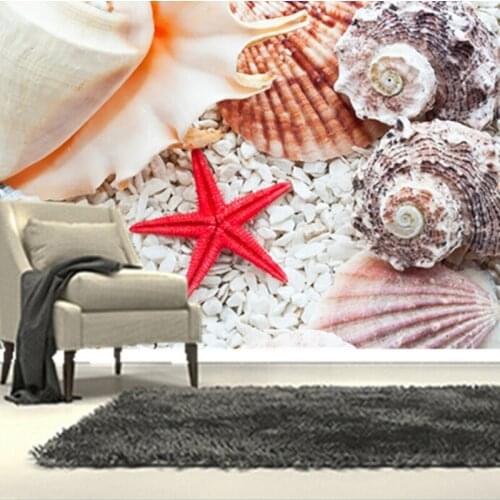 The custom 3D murals, 3D Shells Starfish Closeup Stones papel de parede ,cafe wall living room sofa TV wall bedroom wall paper