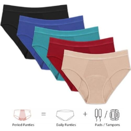 5PACK COLORS Leak Proof Menstrual Panties Women Heavy Absorbency Four-layer Leakproof Women Period Underwear Women Lingerie