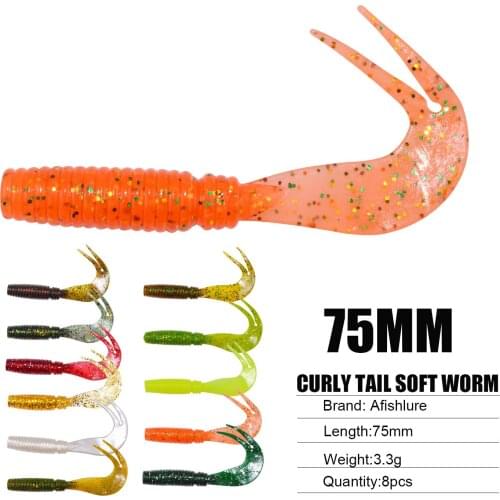 7.5cm/3.3g 8pcs Fishing Bait Swimbait Silicone Artificial Bait Carp Ocean Fish Shiner Fork tail Lure Soft Bait Insect