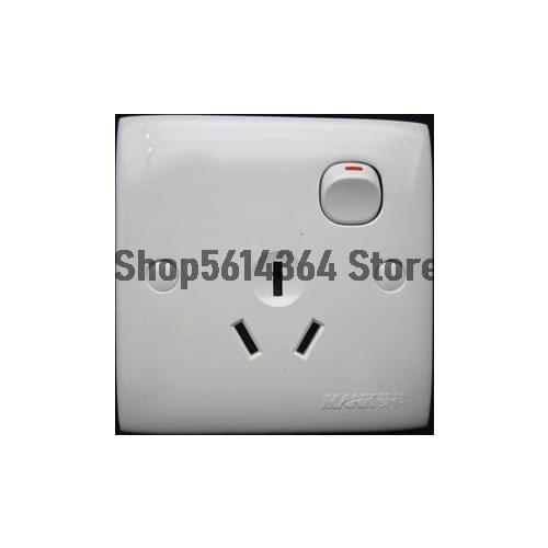 86x86mm AC250V 10A/16a Home Office 1 Push Button 3 Pin AU Socket Outlet Wall Switch Plate Square Panel White