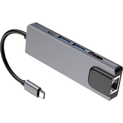 USB C Hub Adapter, 5 in 1 Type C Hub with Ethernet Port, USB C to , 2 USB 3.0 Ports, USB C PD Charging