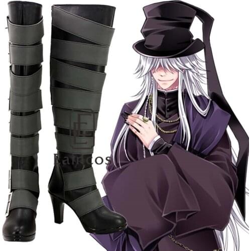 Anime Black Butler Kuroshitsuji Undertaker High Boots Cosplay Halloween Party Shoes Custom Made