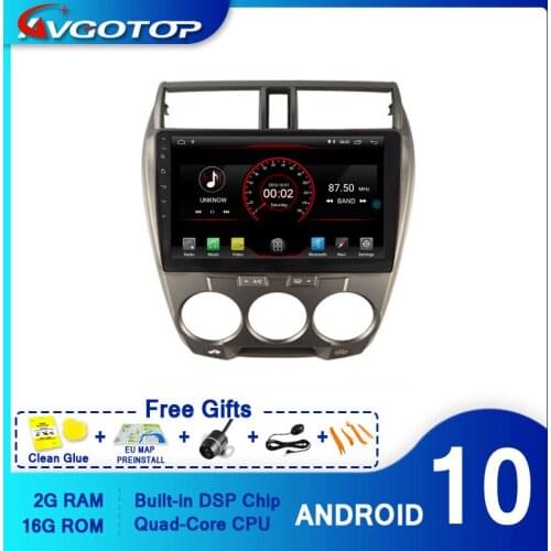 AVGOTOP CAR DVD PLAYER GPS Android 10 FOR HONDA CITY 2008-2011 (Manual A/C) Navigation player