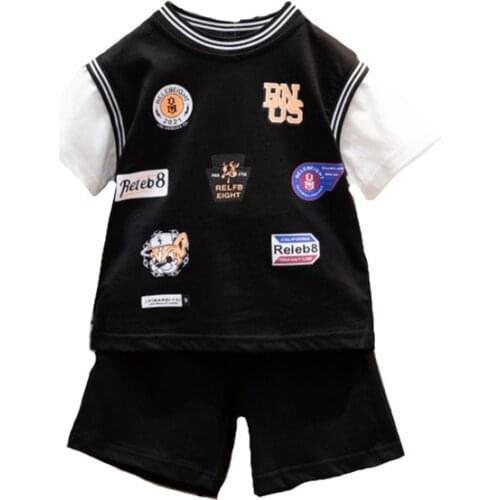 Cartoon print Basketball suit for toddler babies kids Clothes Sets Boy Sport Baby Boy training jersey Suits 2pcs 4-14 Years