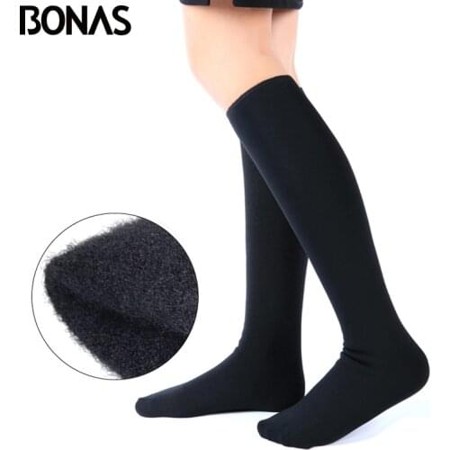 BONAS Women Warm Stockings Plus Size Lower leg Knee Stockings Warm Girls Stockings Winter Long 32cm Female Sexy Stocking