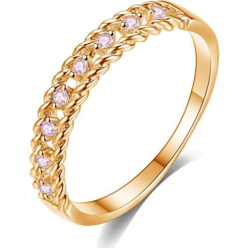 Zircon Ring Fashion Couple Engagement Ring Glamour party jewelry accessories Gold And Silver Color Twist Ring Anniversary Gift