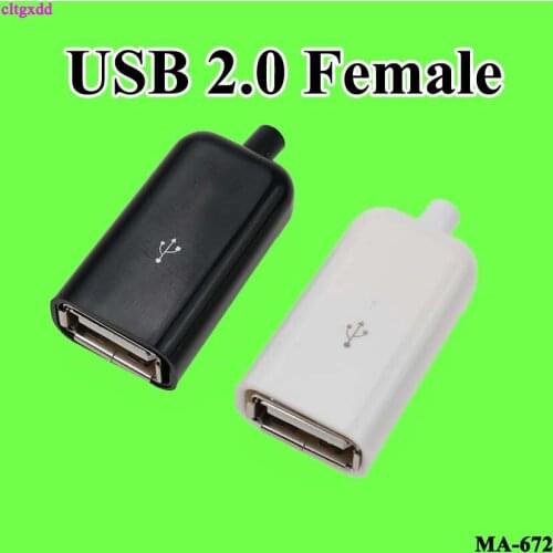 Cltgxdd 2pcs Type A Female USB 4 Pin Plug Socket Connector With Black White Plastic Cove