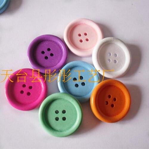 50PCs Wood Sewing Buttons 4 Holes Mixed 2.3cm For Diy