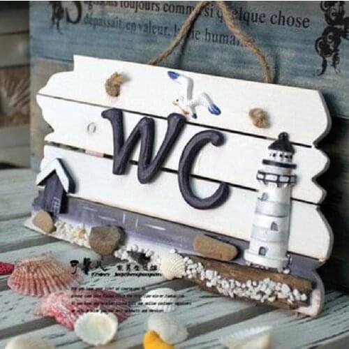 Wooden Welcome Shop Sign WC ListingToilet Home Decoration Wall Decoration Board Mediterranean