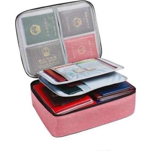 Travel Document Storage Bag Muti-Layer Passport Certificate Handbags Waterproof File Sorting Zipper Case Finishing Organizer Bag