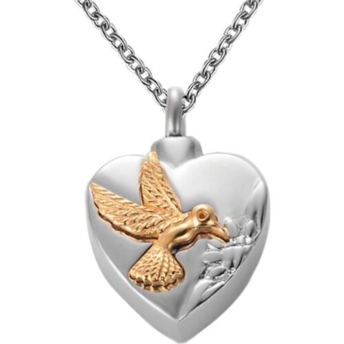 Dropshipping Stainless Steel Heart Urn Necklaces for Ashes Hummingbird Urn Necklace Animal Cremation Memory Jewelry