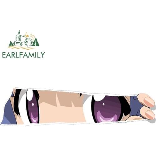 EARLFAMILY 13cm x 3.6cm For Anime Eyes Creative Decal Motorcycle Bumper Funny Car Stickers Creative Sunscreen Car Door Protector
