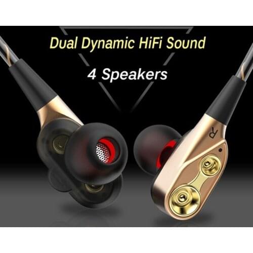 EJ25 In Ear Earphone Wire Control with Dual Dynamic Microphone Earbuds for Computer MP3 Mobile Phone