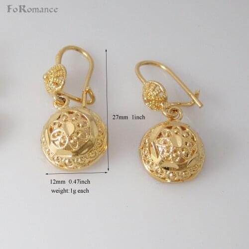 Foromance/ TWO STYLES DANGLE EARRING WITH DIFFERENT SIZE HALF ROUND DANGLER - YELLOW GOLD GOLD GP OVERLAY