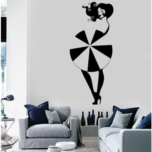 Hot Woman Sexy Girl Wall Decal Vinyl Umbrella Home Decoration Beauty Salon Special Design Stickers Modern Fashion Home DIYSYY385
