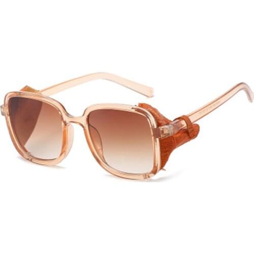 Gradient Women Men Glasses Vintage Big Square Frame Punk Sunglasses Steampunk