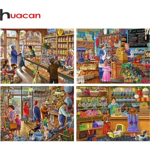 Huacan 5D DIY Diamond Painting Store Full Diamond Embroidery Mosaic Landscape Beaded Pictures Handmade Gift Bedroom Decoration