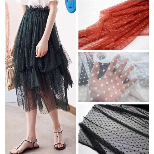 150CM Width Exquisite mesh polka dot stretch lace fabric DIY skirt dress stitching wedding dress home accessories