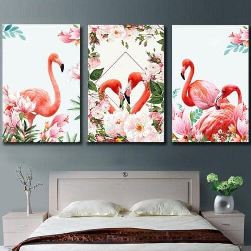 Full square/round Diamond DIY Diamond Painting 3 Pcs/Set birds flowers Flamingo diamond Cross Stitch Rhinestone Mosaic Painting