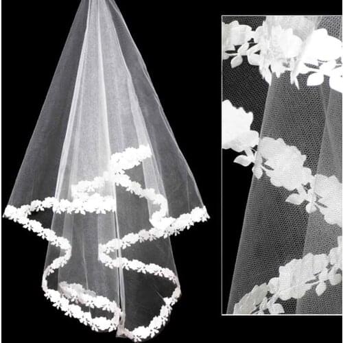 Short White ivory Bridal Veil 2020 Applique Bridal Wedding Accessories Hair Accessories