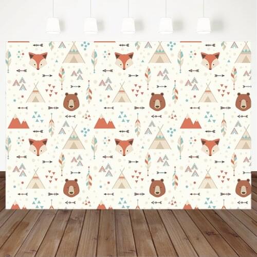 Woodland Backdrop for Fox and Bear Photography Background Birthday Baby Shower Party Photography Backdrops Decoration Banner