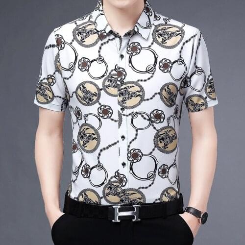 Summer Mens Fashion 2021 Vintage Streetwear Luxury Printed Party Dresses White Mens Designer Shirts Oversized Clothing For Mens