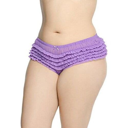 MiaoErSiDai Sexy Women Adult Ladys Muliti Layered Mesh Ruffled Panty Intimates Underwear Plus Size Lace Hot Brief #62-2050