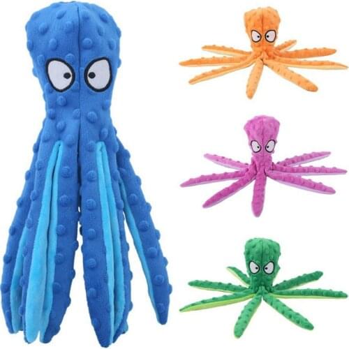 8 Legs Octopus Soft Stuffed Plush Squeaky Dog Squeakers Toy Sounder Sounding Paper toys for Big Sized Dogs Frenchbull