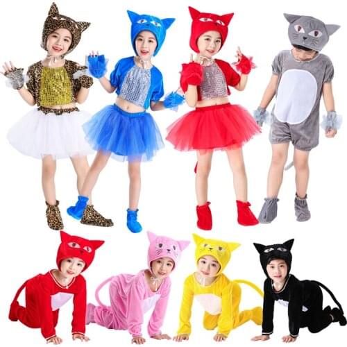 Halloween Party Kids Animal Cosplay Costumes Cute Boys Girls Kitty Mouse Role Play Kit Accessories Carnival Stage Performance