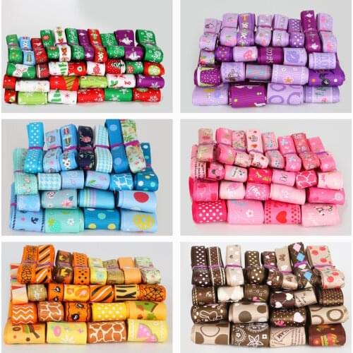 20Yard Mix Ribbon Color Set Printed Trim Geometric Ribbons DIY Wrapping/Wedding/Party/Hair Bow Decoration Art Sewing Accessories