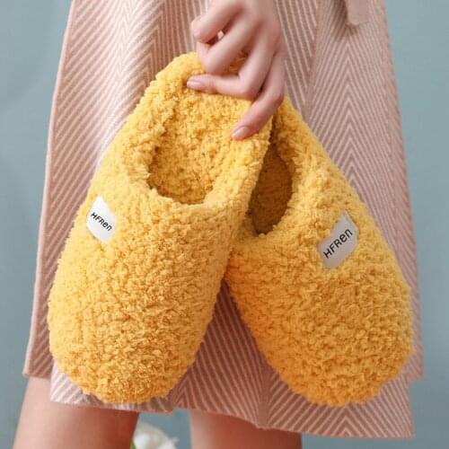 Plush Cotton Slippers Female Winter Indoor Antiskid Home Floor Household Warm Couple Plush Slippers Male Women Shoes