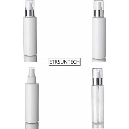 100pcs 150ml Plastic Transparent White Empty Spray Pump Bottle for Make Up and Skin Care Refillable Travel F3505