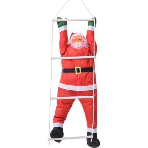 Christmas Pendant Ladder Rope Climbing Santa Claus Hanging Doll Xmas Tree Decor F1CC