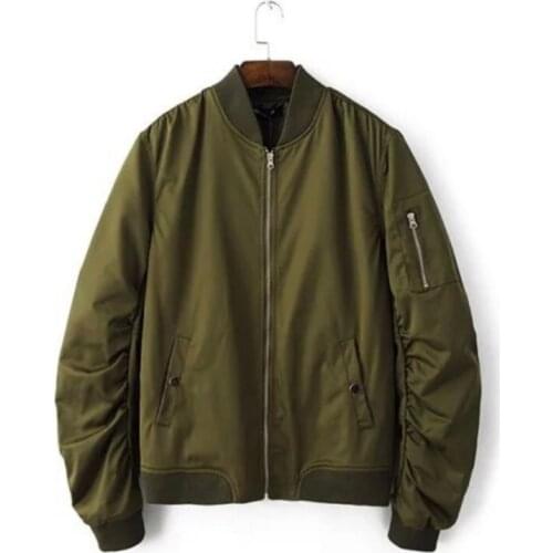 Spring Autumn Mens Flight Army Green Bomber Jacket outerwear Rib Sleeve Zipper Short thin Air Force flight Baseball Coats