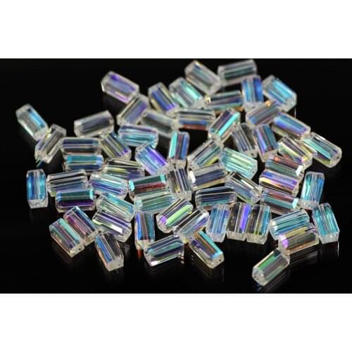 TOP Quality 100pcs rectangle white AB color 3*6mm 4*8mm 6*12mm Austrian crystals Loose beads long square shape Beads supply H5