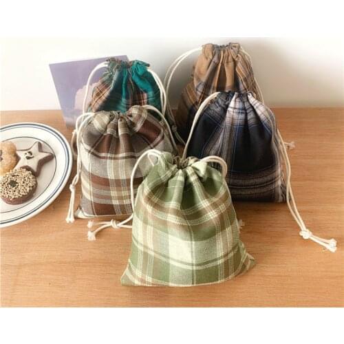 Japanese Cotton Fabric Drawstring Storage Pouch Packaging Gift Bag Candy Jewelry Organizer Christmas Bag