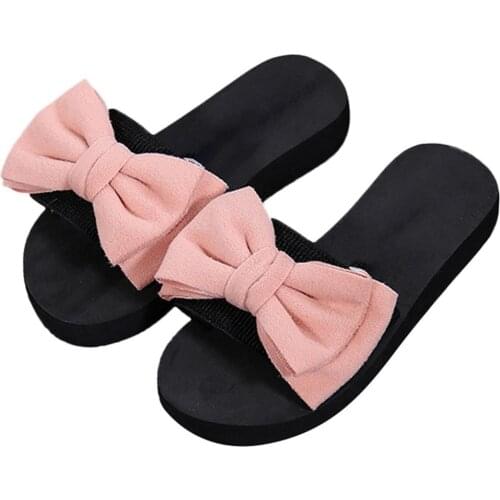 MR CO Women Bow Summer Sandals Slipper Indoor Outdoor Flip-flops Beach Shoes New Fashion Female Casual flower Slipper