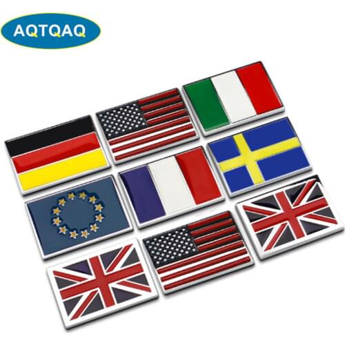 1Pcs 3D Metal UK/US/Germang/France/Italy/Sweden/EU Flag Car Side Fender Rear Trunk Emblem Badge Sticker Decals for all cars