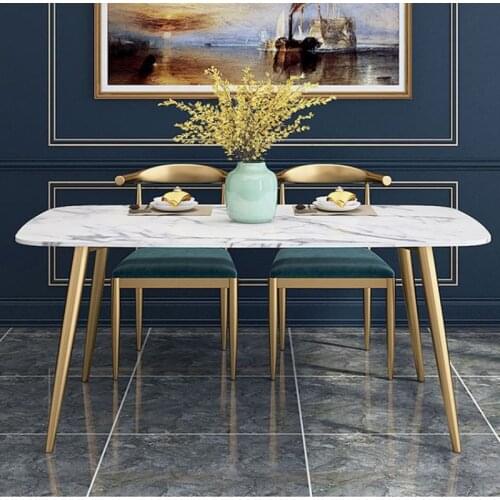1.2m Modern Marble Dining Tables Small Apartment Simple Nordic Style Kitchen Furnitures Wrought Iron Light Luxury Customizable
