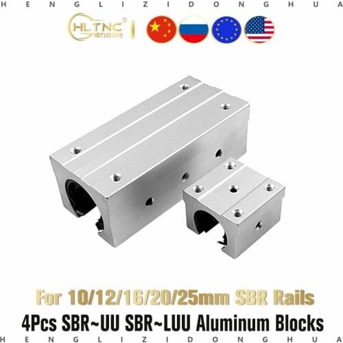 4pcs/lot SBR10UU SBR12UU SBR16UU SBR20UU SBR25UU SBR12LUU linear Ball Bearing Block open type CNC Router SBR linear guide