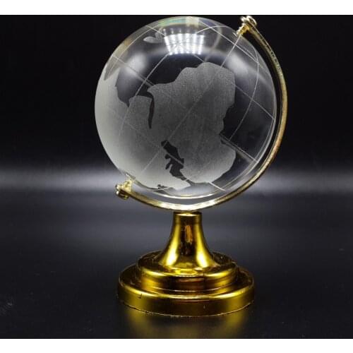 80mm Golden or Silver Crystal Globe World Map Paperweight for Kids Education Gifts Home Office Decor