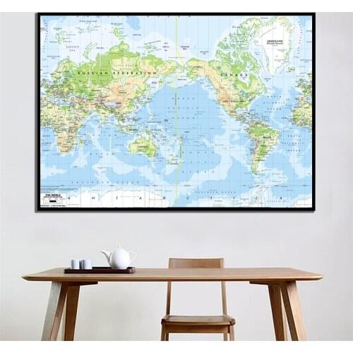 A2 Size The World Map Mercator Projection Fine Canvas Non-Smell Wall Map For School Office Classroom Wall Decor