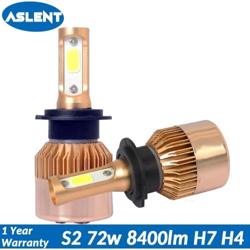 ASLENT Super Bright Car Headlights H7 LED H4 led H1 H8 H11 HB3 9005 HB4 9006 Auto Bulb 72W 8400LM Automobiles Headlamp 6500K 12v