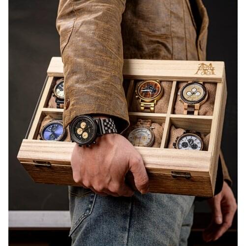 BOBO BIRD Wood Wrist Watch Display Box 4 Slot 8 Slots PU Leather Display Case Box Watch Jewelry Storage Organizer 6 Slot 10 Slot