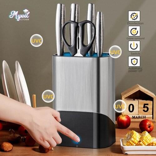 Knife Holder Sterilization Knives Stand Kitchen Knife Fork Knives Block Chef Cleavers Sterilizers Intelligent Knife Holder Rack