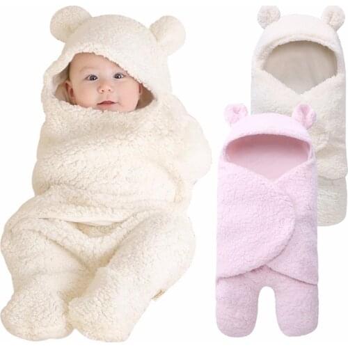 Newborn baby blanket 0-12 months baby wrapped lambskin cotton blanket split leg sleeping bag